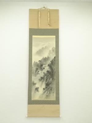 勝筆　水墨山水　肉筆絹本掛軸